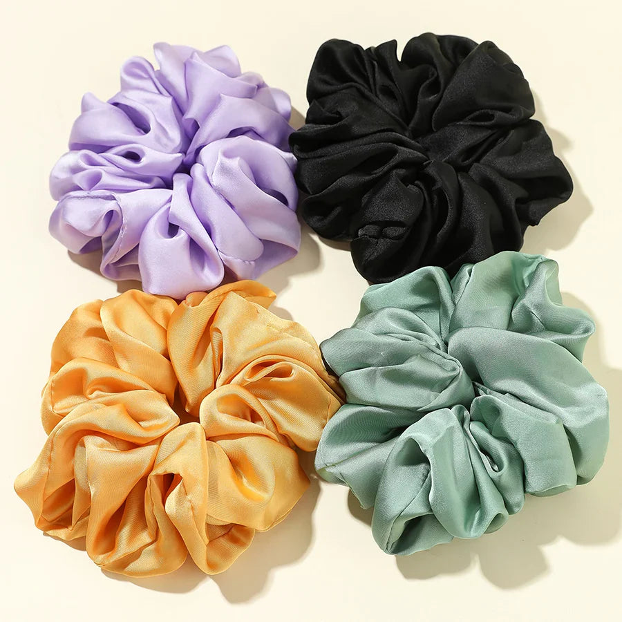 4Pcs/3Pcs Oversized Scrunchie Big Rubber Hair Tie Set Solid Stain Elastic Hair Bands Girl Ponytail Holder Super Hair Accessories