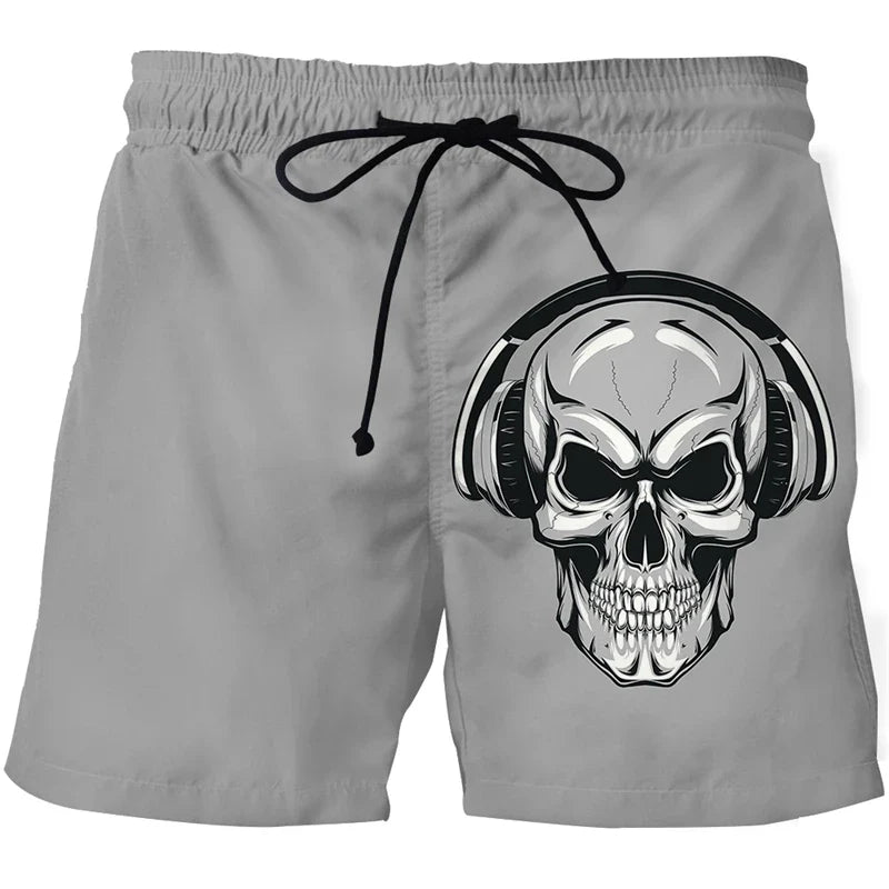Hot Sale Skull Horror 3D Printe Beach Short Men's Shorts Anime Pants Quick-drying Street Clothing Black Short Casual short homme