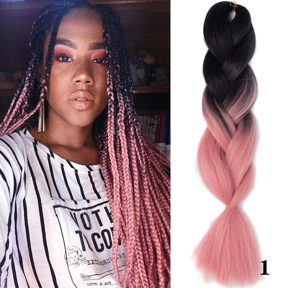 24Inch Synthetic Hair Extensions for Braids 100g/pc Jumbo Braiding Hair Kanekalon Colored Hair Pre Stretched Yaki Jumbo Braids