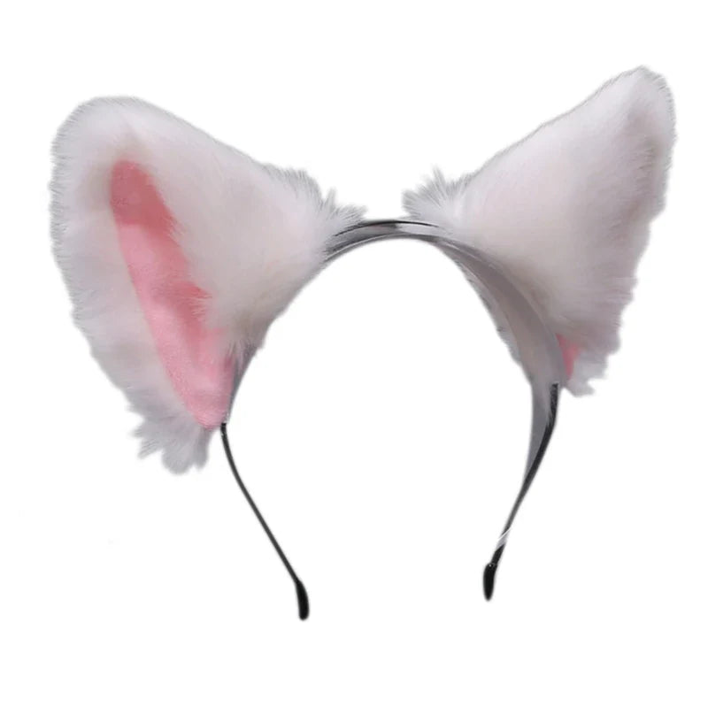 Women Anime Furry Animal Kitty Cat Ears Headband Kawaii Lolita Maid Hair Hoop Halloween Cosplay Party Fancy Headwear