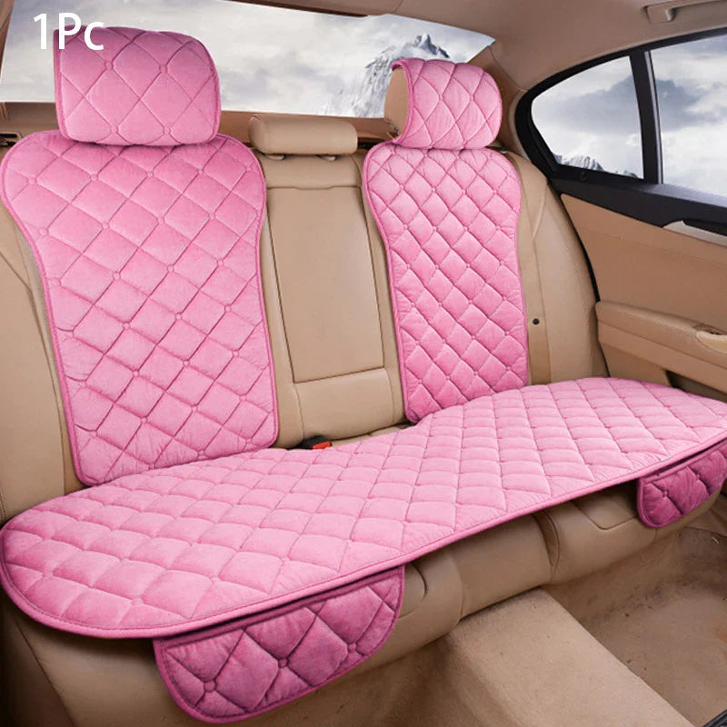 SEAMETAL Pink Car Seat Cover for Women Soft Plush Vehicle Seat Cushion Protector Chair Pad for Lady Universal for Four Seasons