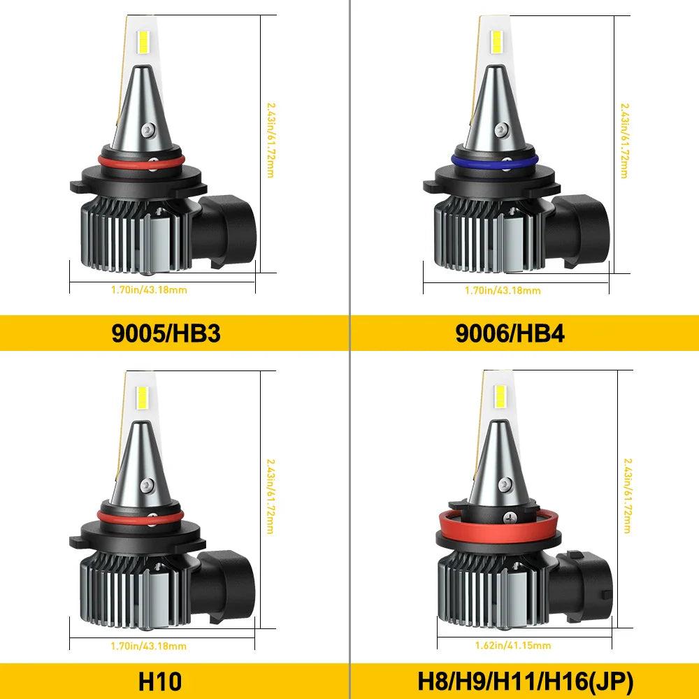 2Pcs H8 H11 Led 3000K 6500K PSX26W PSX24W H10 H16 H27 880 881 LED Car Fog Lights Bulb H3 5202 9005 9006 DRL Driving Lamp 12V