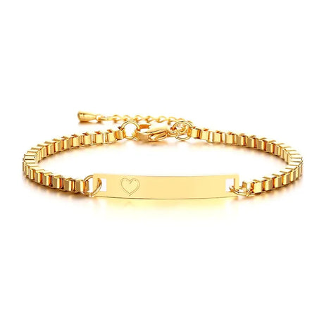 Personalize Baby Name Bracelet Figaro Chain Smooth Bangle Link Gold Tone No Fade Safty Jewelry 12cm to 15cm