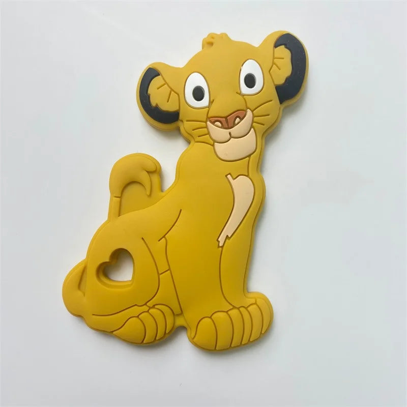 5pcs Silicone Teether Lion Cartoon Animal BPA Free Rodents Teething Necklace Food Grade Infant Chewable Toys Baby Teether