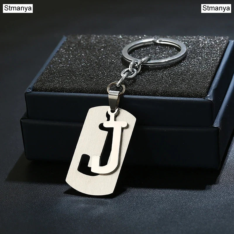 NEW DIY Stainless Steel A-Z Letters key Chain Charm 26 Letters  KeyChain Men Women keychain Couple gift Jewelry Car Key Ring