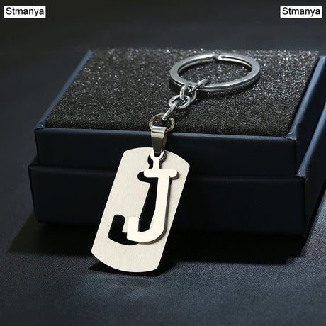 NEW DIY Stainless Steel A-Z Letters key Chain Charm 26 Letters  KeyChain Men Women keychain Couple gift Jewelry Car Key Ring