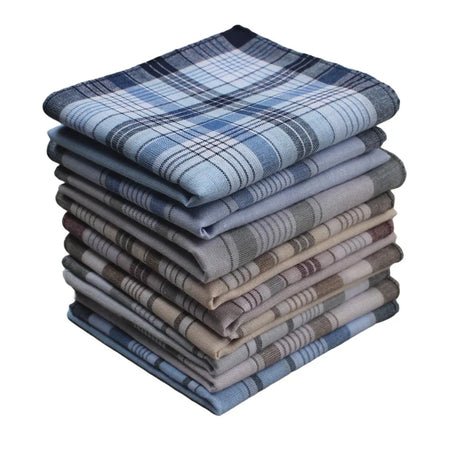 10Pcs Square Plaid Stripe Pocket for Wedding Party Restaurant Women's Handkerchief Hand Towel Cotton Handkerchiefs for Men