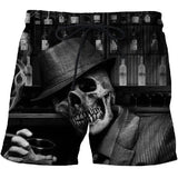 Funny 2021 New Mens Black Skull Board Shorts 3D Printed Summer Beach Shorts Masculino  Women Quick Dry Swimsuit short homme