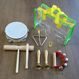 Log Percussion Instrument Set Toy Wooden Sand Hammer Drum Double Sound Tube Beginner Music Teaching Aids For Preschool Children