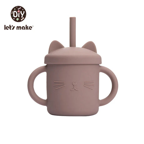 Let's Make Baby Feeding Straw Cup Baby Learning Feeding Bottles Anti-Hot Leakproof Safe Silicone Tableware Toddler Water Bottle