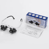 Portable Telescopic Magnifier Glasses Loupes with 2 LED Light 8X/15X/23X Lens Observation Magnifying Eyewear for Reading Jeweler