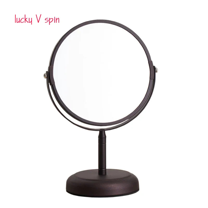 7 inch Desktop Makeup Mirror 2-Face Metal 5X Magnifying Cosmetic Mirror free Shipping