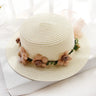 2019 Parent-child Summer New Women's Sun Hat Bucket cap beige lace Bowknot Flowers Ribbon Flat top Straw Hat Beach Caps Panama