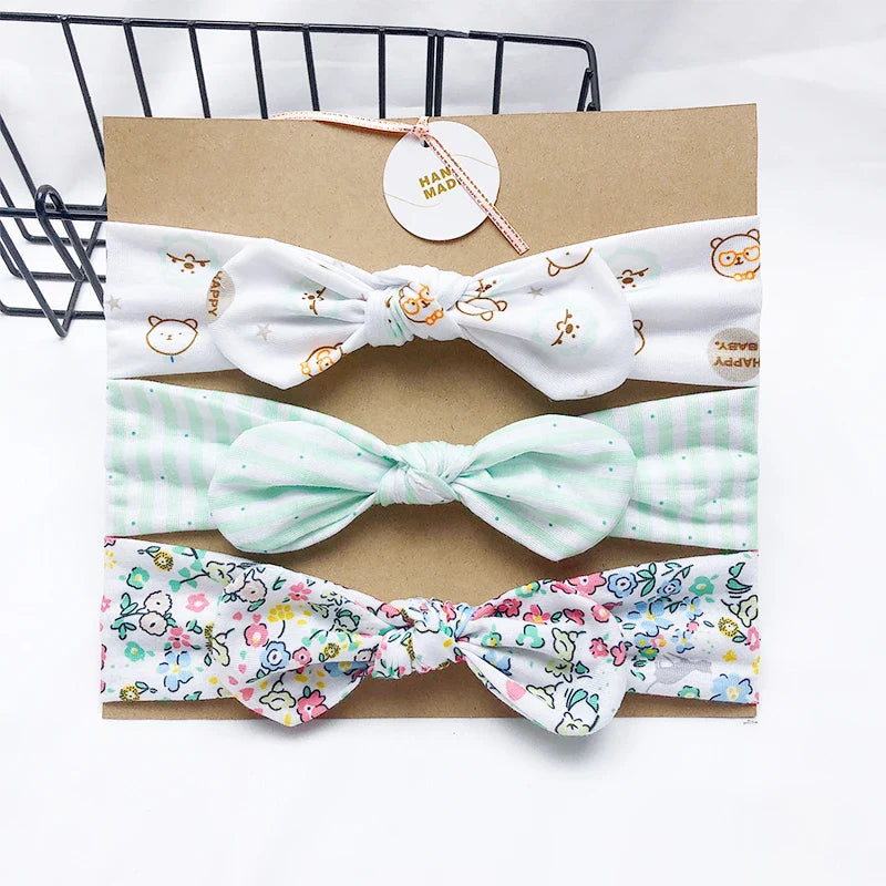 3pcs/lot Solid Nylon baby headband Bow Headbands For Cute Kids  Indian Turban Knot Rabbit Cotton Kids Hair Accessories