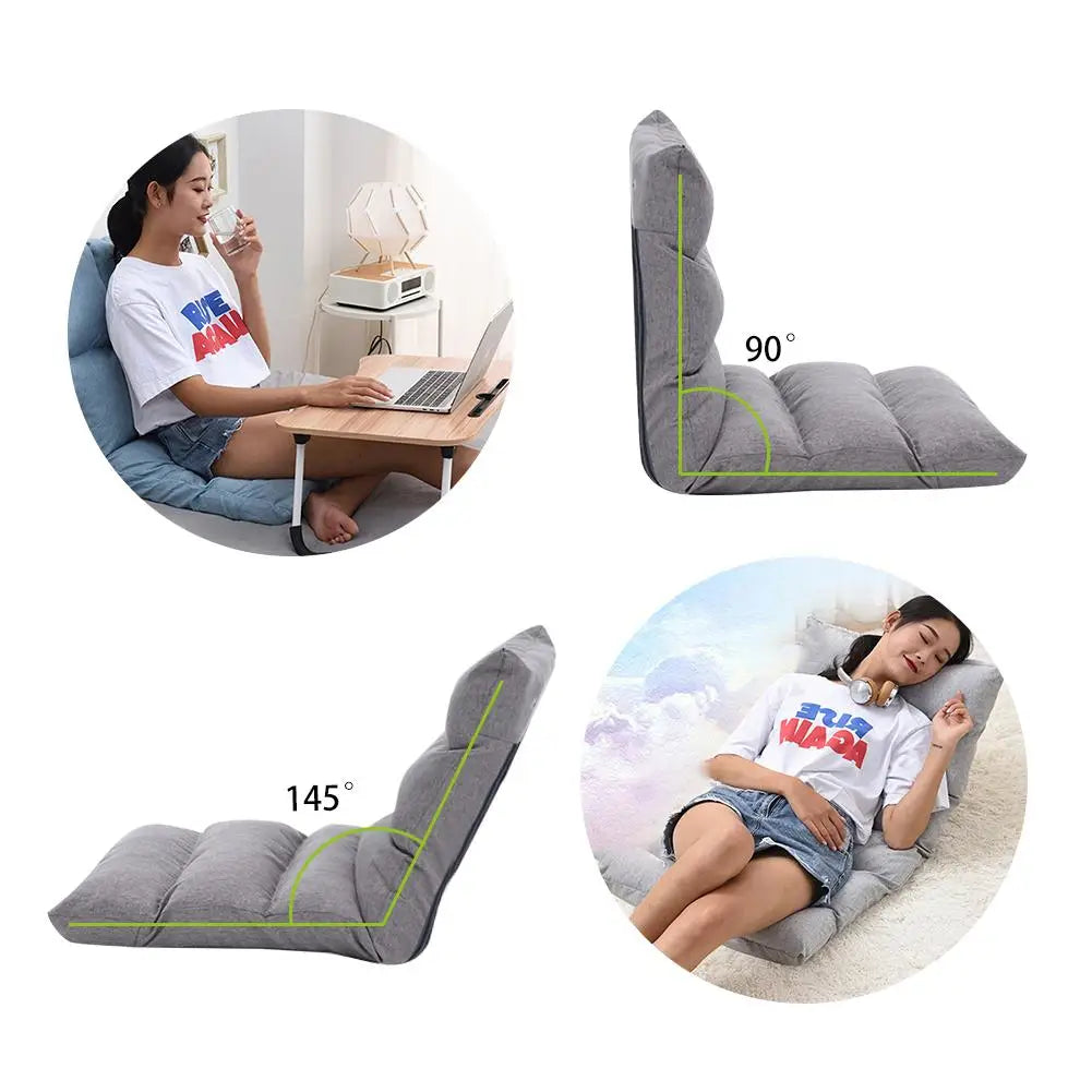 Japanese Floor Chair Folding Adjustable Lazy Sofa Chair Floor Gaming Sofa Chair Padded Lounger Soft Recliner with Back Support