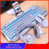 V2 Gaming Keyboard Mouse Headset Set Mechanical Feel Game 104 Keys Keyboards 3200DPI Mice Headphone Combos for PC Gamer