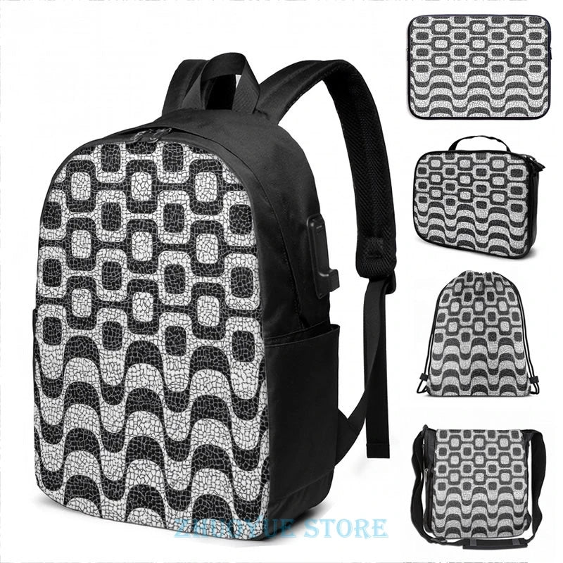 Funny Graphic print Copacabana Ipanema USB Charge Backpack men School bags Women bag Travel laptop bag