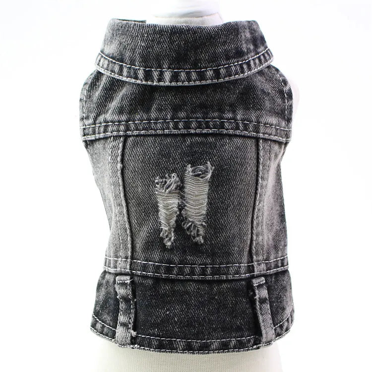 Pet Dog Jeans Jacket Denim Coats Holes Design Cat Puppy Vest Spring/Summer Apparel 3 Colors