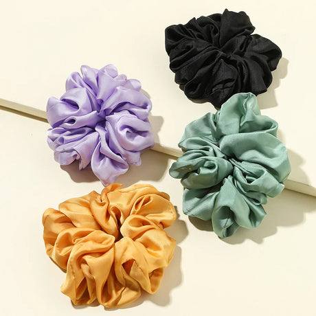 4Pcs/3Pcs Oversized Scrunchie Big Rubber Hair Tie Set Solid Stain Elastic Hair Bands Girl Ponytail Holder Super Hair Accessories