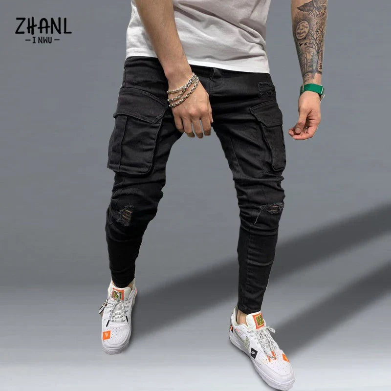 Mens Stretchy Skinny Ripped Jeans Men Slim Fit Denim High Quality Jean Fashion Sweatpants Hip hop Trousers Jogger Pencil Pants