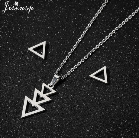 Cute Deer Cat Animal Jewelry Sets for Women Stainless Steel Triangle Star Moon Necklace Pendant Girls Christmas Accessories 2021