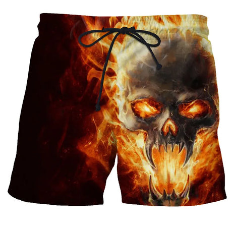 Hot Sale Skull Horror 3D Printe Beach Short Men's Shorts Anime Pants Quick-drying Street Clothing Black Short Casual short homme