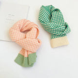 Korean Style New Winter Kid Knitted Wool Plaid Scarves Thicken Warm Children Shawl Patchwork Neckerchief