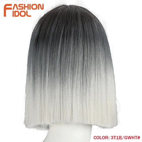 FASHION IDOL 10 Inch Bob Wigs Straight Hair Lace Wigs For Women Cosplay Wigs Heat Resistant Fake Hair Synthetic Free Shipping