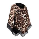 YTL Leopard Printed Mesh Irregular T Shirt Plus Size Women's Blouse Classical Elegant Stylish Tops H434