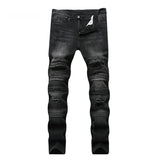 Dropshipping Fashion New Biker Jeans Men's Distressed Stretch Ripped  Hip Hop Slim Fit Holes Punk Denim Cotton Pants