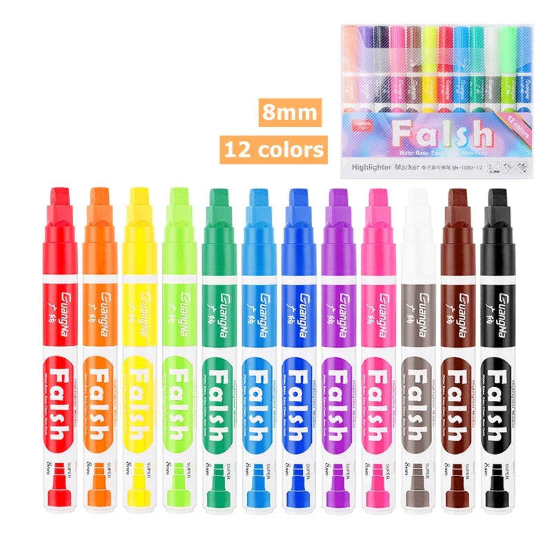 12 Pcs Liquid Chalk Markers Pens Erasable Colors Highlighters LED Writing Board Glass Neon Pen,  Chalkboard Blackboard, Windows