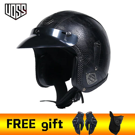 2020 New PU Leather retro Helmets 3/4 Motorcycle Chopper Bike helmet open face vintage motorcycle helmet