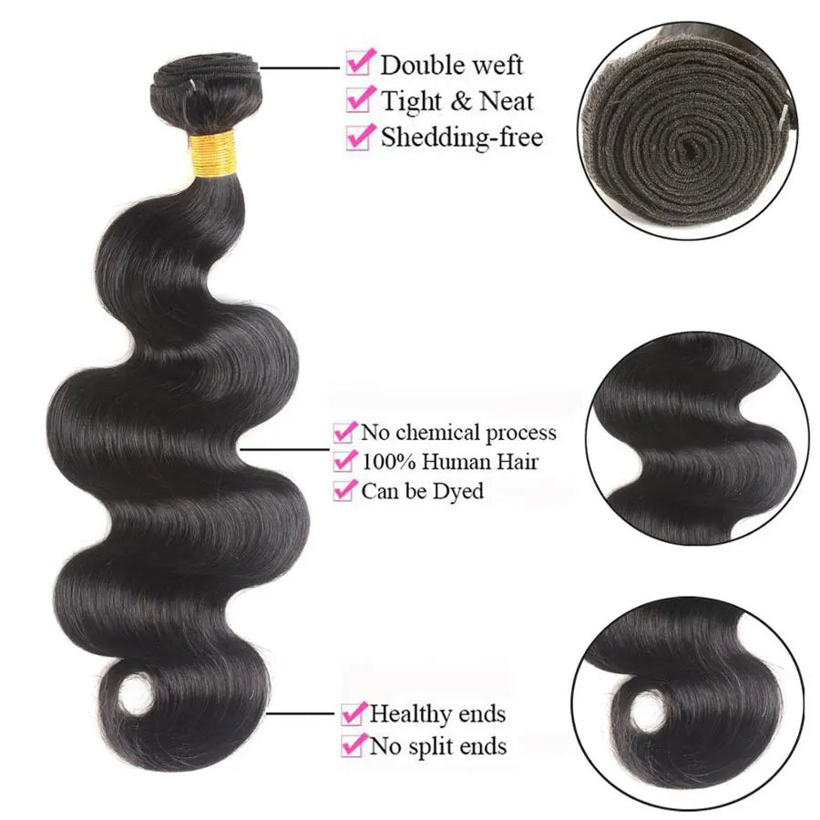 Body Wave Bundles With 6x6 Closure Brazilian Hair Weave Bundles With Lace Closure 4x4 5x5 Remy Human Hair Bundle With Closure