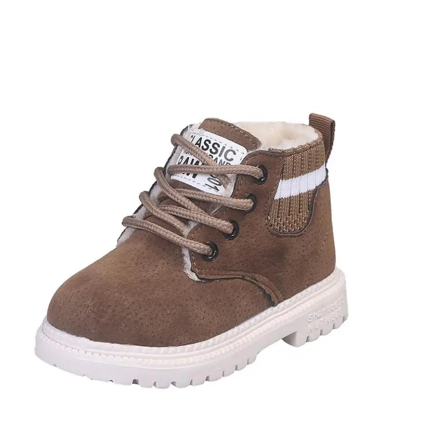 Children Casual Shoes Autumn Winter Boots Boys Shoes Fashion Leather Soft Antislip Girls Boots 21-30 Sport Running Shoes