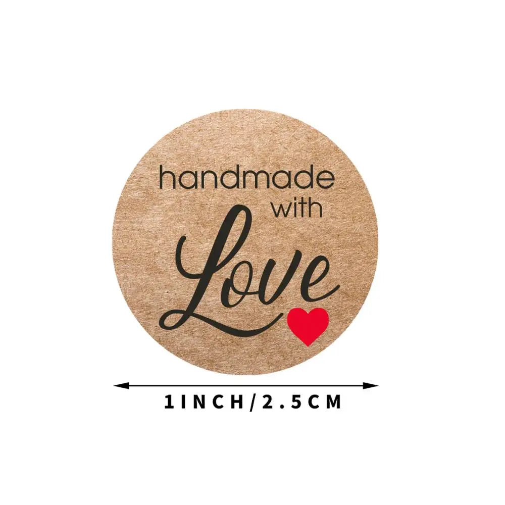 100-500pcs Vintage Kraft Paper Stickers Scrapbook Gift Stationery Label Stickers Handmade With Love Thank You For The Stickers