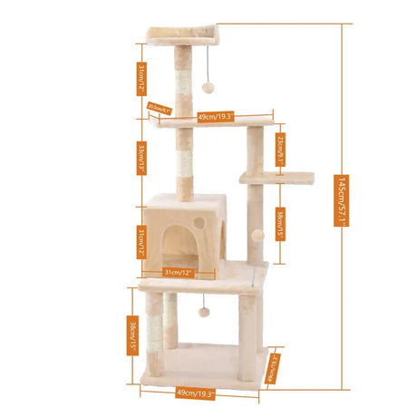 Luxury Pet Cat Tree House Condo Furniture Multi-Layer Cat Tower with Ladder Natural Sisal Scratching Post Climbing Jumping Toy