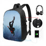 Funny Graphic print Miles Morales jump USB Charge Backpack Men School Bags Women Bag Travel Laptop bag