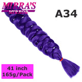 Mirra's Mirror 5 Packs Long Braiding Hair 82 Inch Jumbo Braid Hair Extensions Pure White Yellow Red Blue Synthetic Hair For Bulk