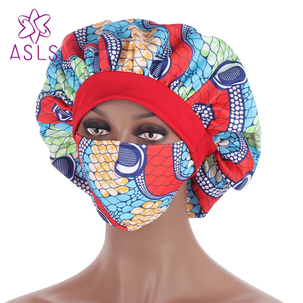 2021 New African pattern multicolor nightcap fashion mask hat suit headscarf cap women's hood Sleep Night Cap Hair accessories