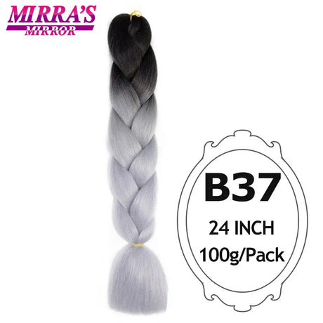 Jumbo Braiding Hair Extensions 24inch Ombre Hair For Braids 5Pcs Box Braid Yaki Texture Synthetic Fiber Fake Hair Mirra’s Mirror