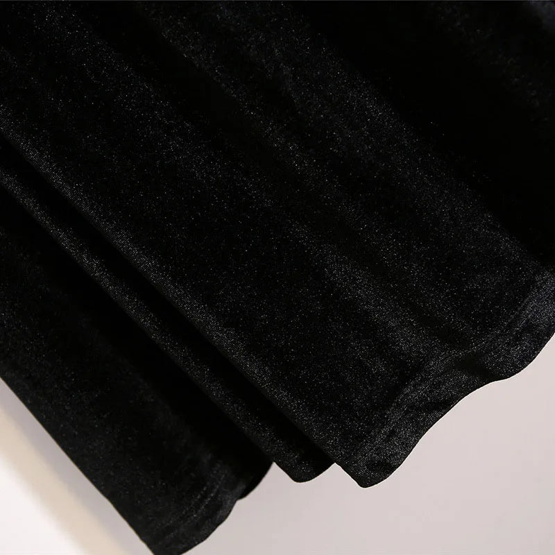 150Kg Plus Size Women's Autumn Loose Elastic Waist Velvet Skirt 5XL 6XL 7XL 8XL 9XL Solid Slim Casual A-line Female Skirt Black