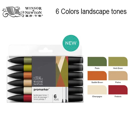 WINSOR&NEWTON 6/12 Colors  ProMarkers  Alcohol base ink Twin tips Professional Art Marker Pen Drawing  Supplies