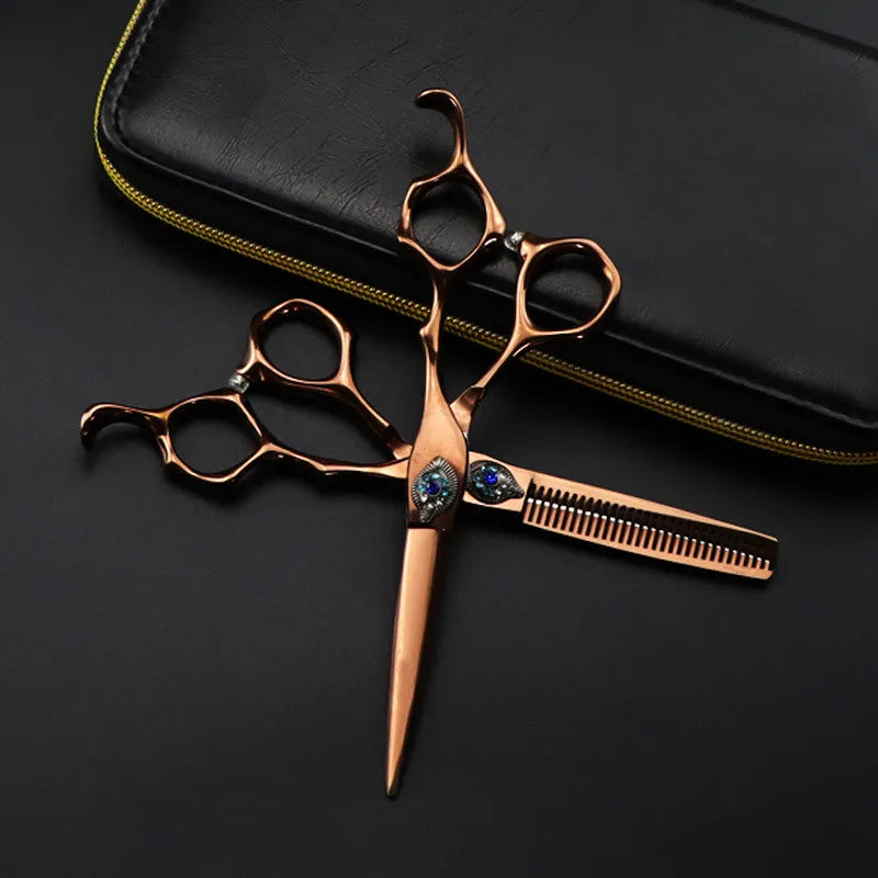 professional japan 440c steel 6 '' Retro Phoenix hair scissors cutting barber tools haircut thinning shears hairdresser scissors