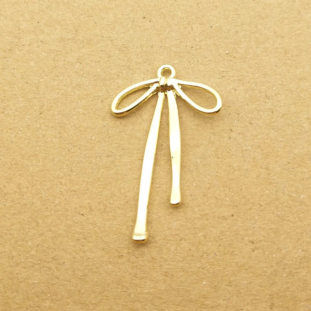 10pcs Bow Charm for Jewelry Making Craft Supplies Earring Pendant Bracelet Necklace Keychain Accessories Metal Materials