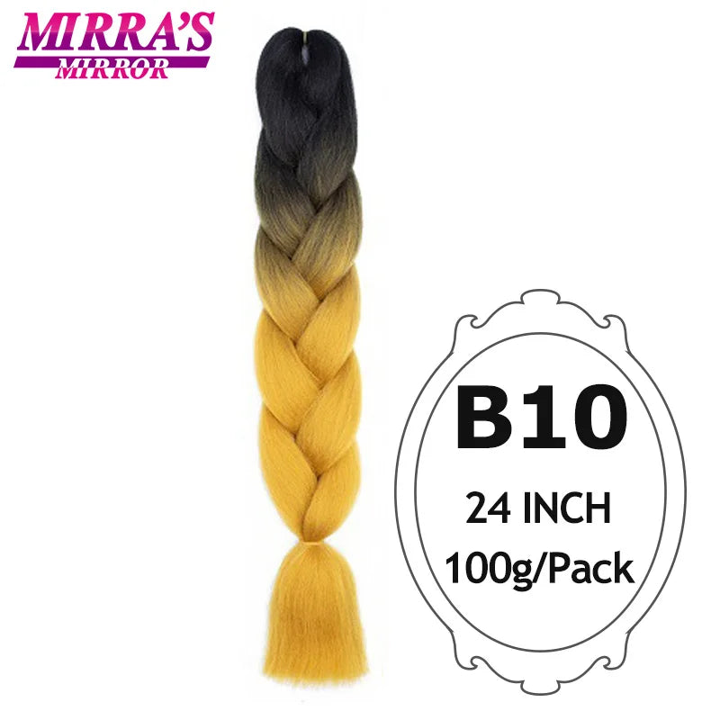 Jumbo Braiding Hair Extensions 24inch Ombre Hair For Braids 5Pcs Box Braid Yaki Texture Synthetic Fiber Fake Hair Mirra’s Mirror