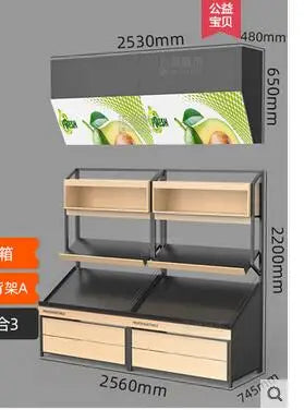 Fresh supermarket vegetable shelf commercial stainless steel bone chopping table fruit shelf display rack