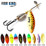 FISH KING 15g Spinner Artificial Bait Fishing Lure Willow Leaf Blades Hard Bait With Treble Hook for Pike Fishing Accessories