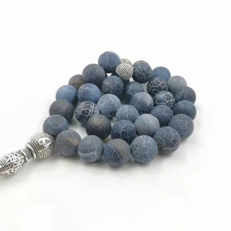 Tasbih Natural agates stone Blue Metal tassel 33 66 99 prayer beads islamic fashion stone Muslim Rosary