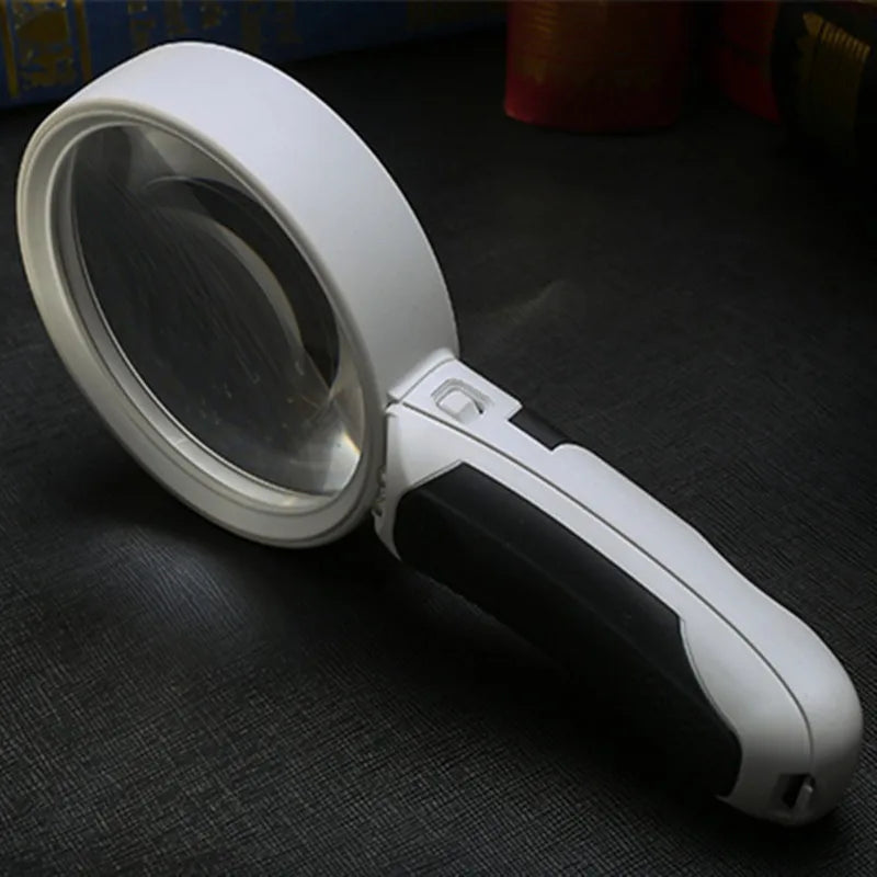 5 Times Optical Magnifying Glass With LED Lights Diameter 80mm Handheld Backlit Magnifier For Reading lupa con luz led