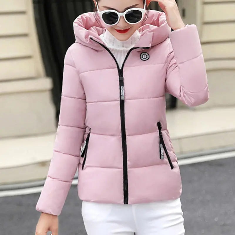 Women Winter Parkas Hooded Thick Warm Short Coat Elegant Slim Cotton Padded Jacket Korean Casual Outwear Female Clothes Street